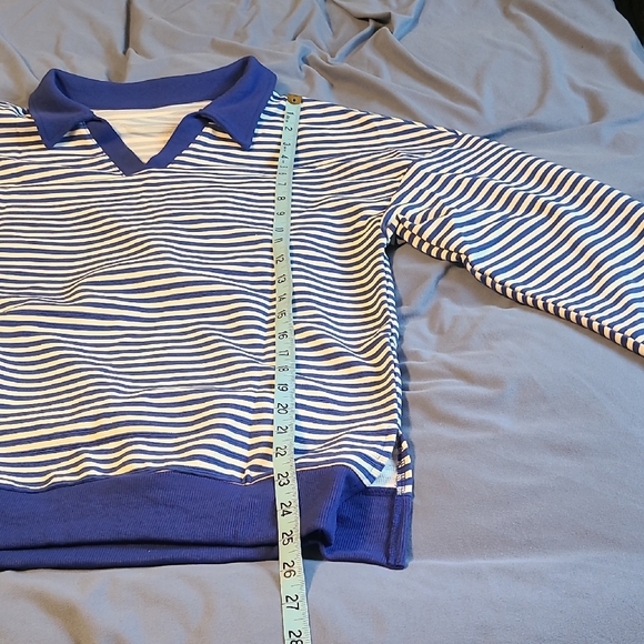 AlvaQ Womens Small Oversized Striped VNeck Drop Shoulders Tunic Top NWOT - Picture 6 of 9